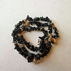 3 Sequin black and gold elements elephant, power stretch bracelet stack